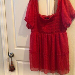 Sheer, Dotted Red Dress!